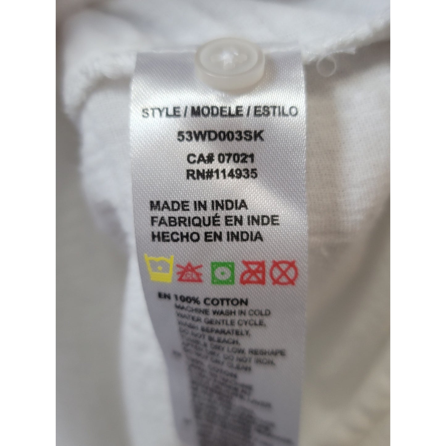 RD Style Button Down Dress Women Medium White Cotton Lightweight Casual