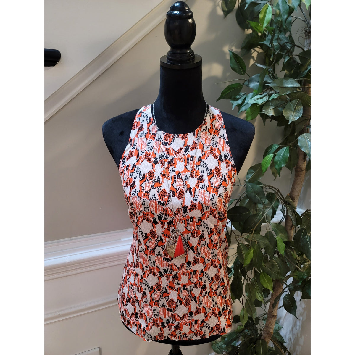 Joie Blouse Top Women's Small Multicolor Snake print Sleeveless Back Zipper