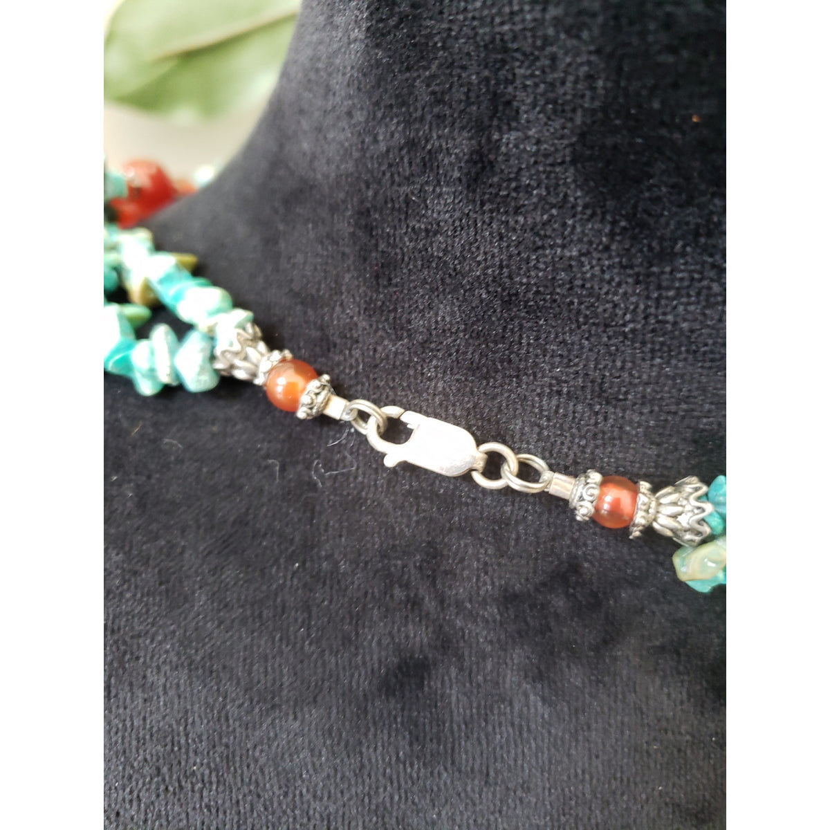 Womens Fashion 2 Strand Blue Magnesite Turquoise Coral Beads Necklace w/ Lobster