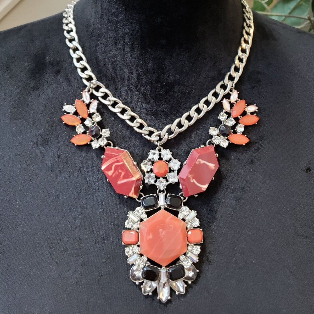 Womens Multicolor Beaded Silver Tone Chain Necklace Jewelry with Lobster Clasp