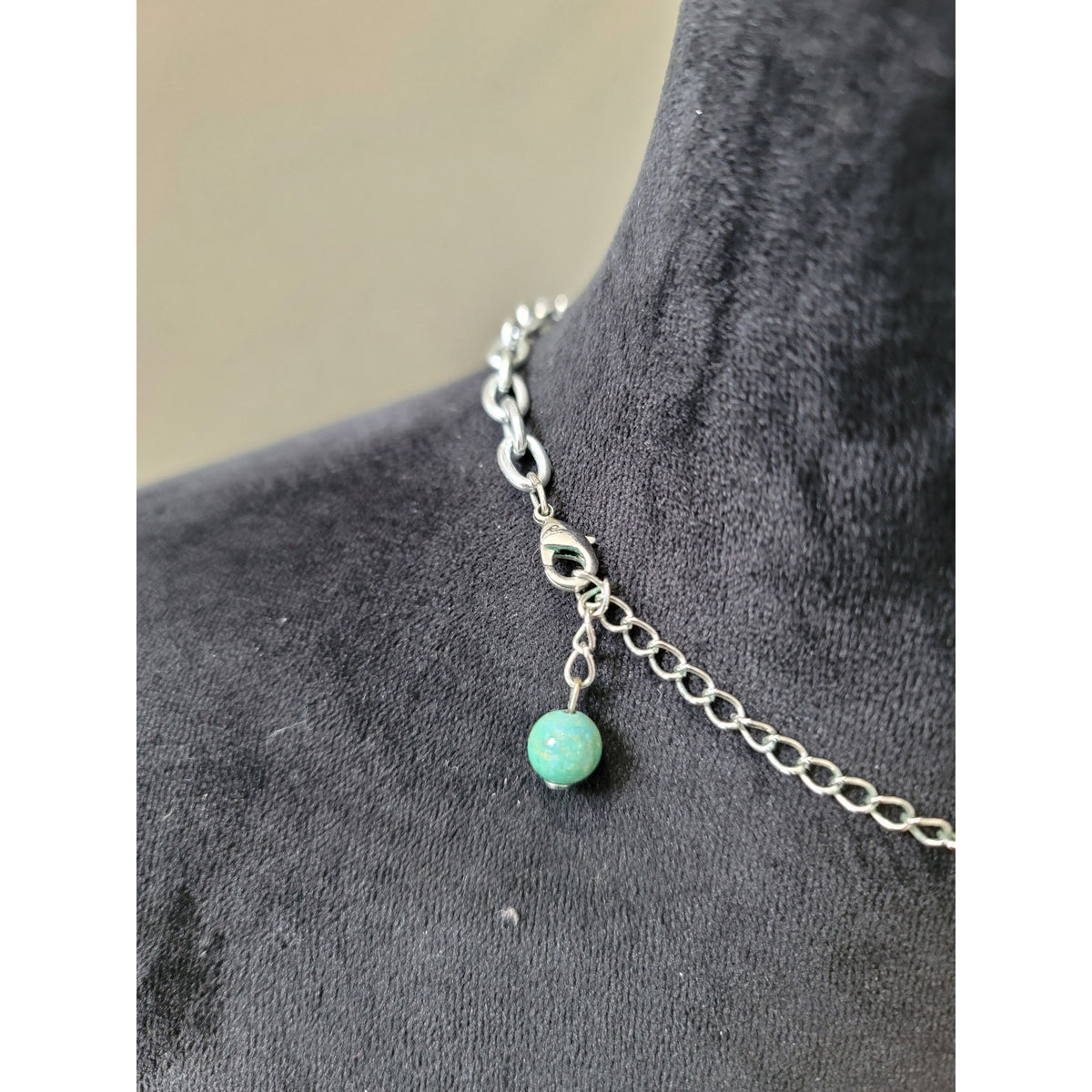 Women’s Chunky Jasper Beaded Statement Necklace With Silver Chain Adjust Clasp