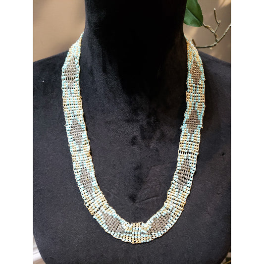 Women's Multicolor Woven Beaded Necklace Handmade Lightweight Boho Style