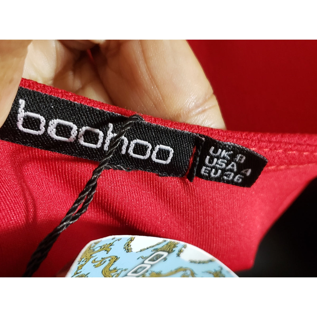 Boohoo Skater Dress Women's 4 Red Bust Detail Blouson Sleeve Crew Neck Pullover