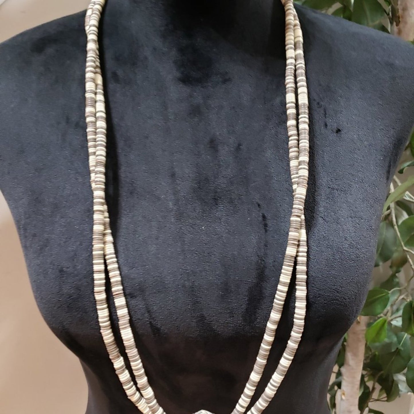 Womens Fashion Chunky Double Strand Elegant Brown White Beaded Long Necklace