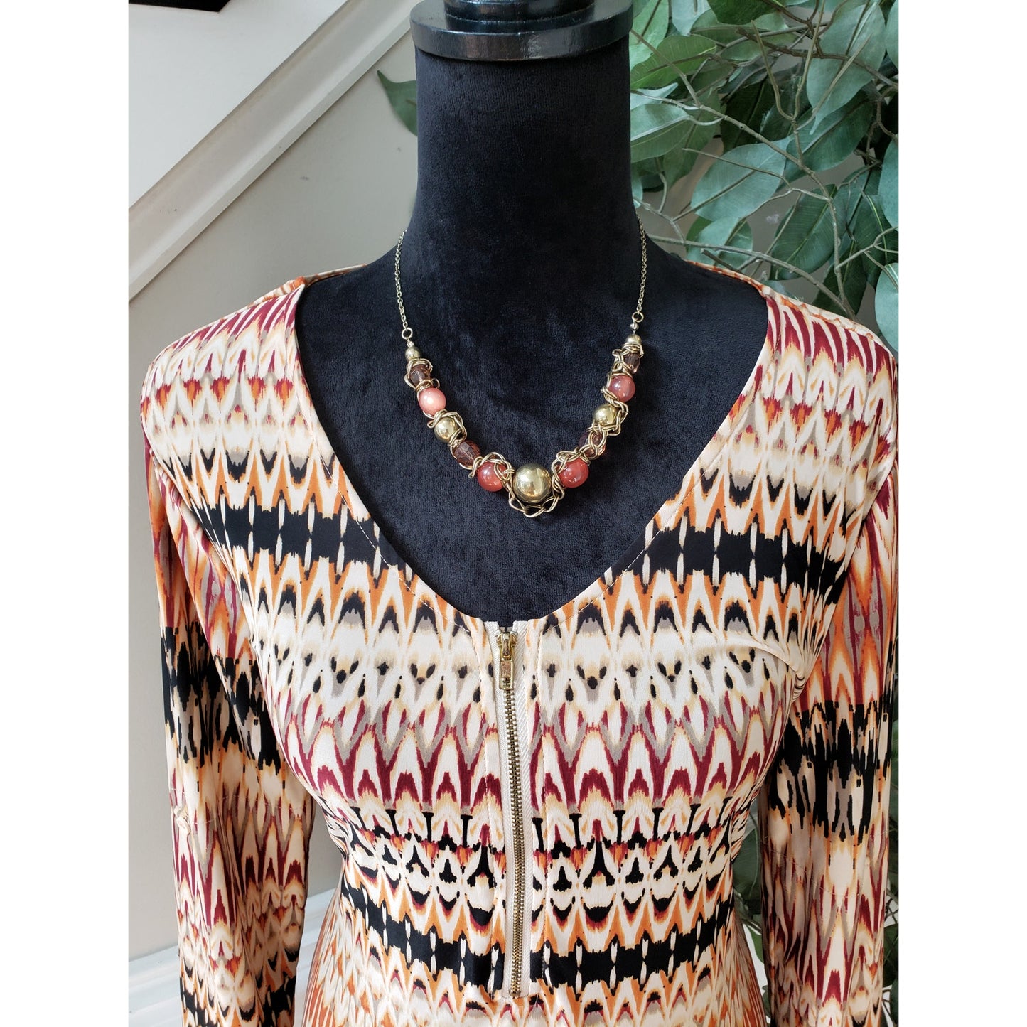 Tacera Midi Dress Womens S Multi Patterned Polyester Foldable Sleeve Quarter Zip