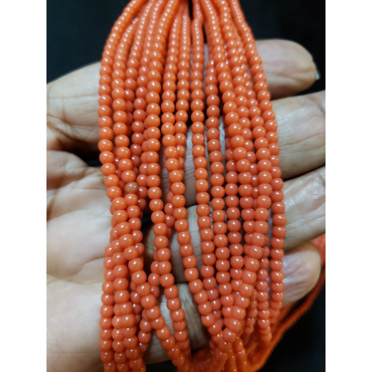 Women Fashion Multi-layered Orange Plastic Seed Beads Statement Necklace Jewelry