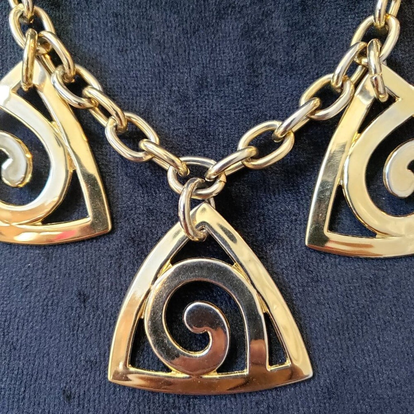 Womens Gold Tone Brass 3 Triangle Chain Necklace Jewelry with Lobster Clasp