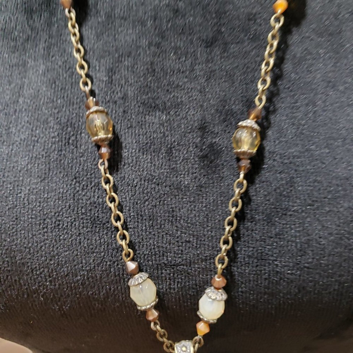 Women Multicolor Glass Round Beaded Cross Pendant Necklace with Lobster Clasp