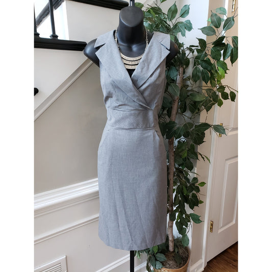 Chaiken Profile Wrap Dress Women's Size 8 Gray Casual Pockets Sleeveless V Neck