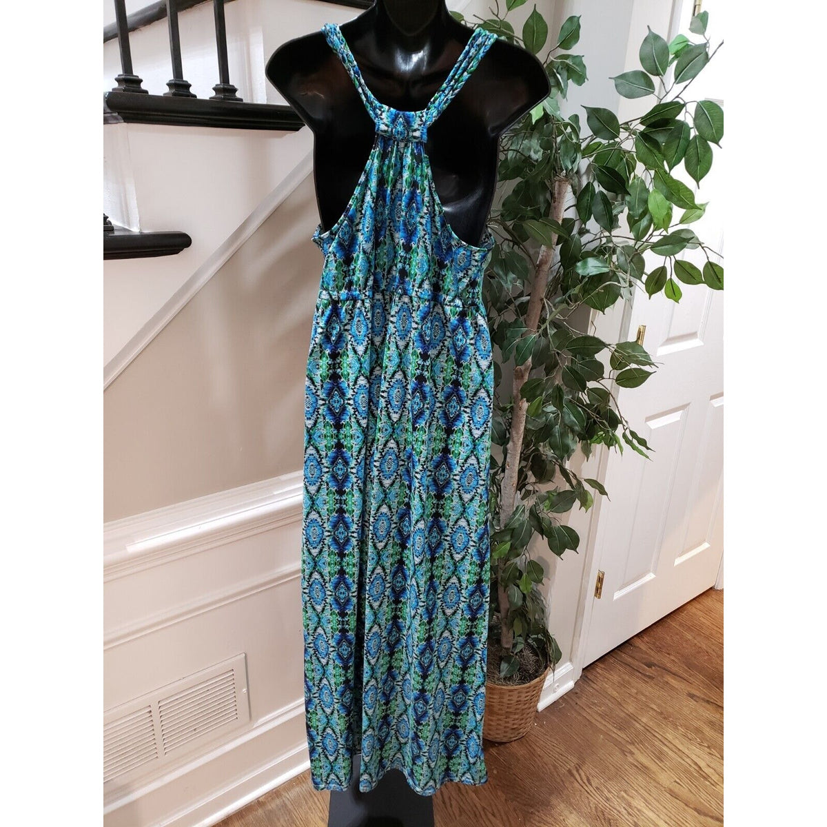 Faded Glory Women's Multicolor Polyester Scoop Neck Sleeveless Long Maxi Dress L