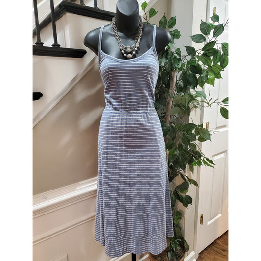 J. Crew Women's Blue White Scrappy Scoop Neck Knee Length Dress Size Medium