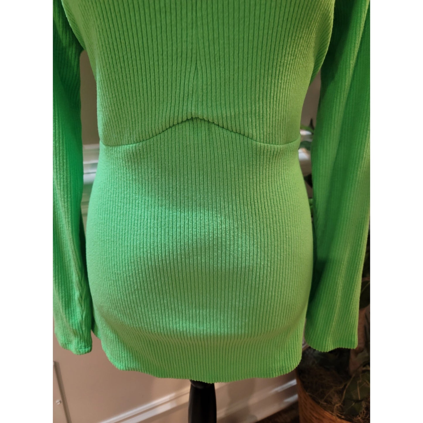 Isabel by Ingrid Isabel Sweater Women's XL Green Ribbed V-Neck Long Sleeve Knit
