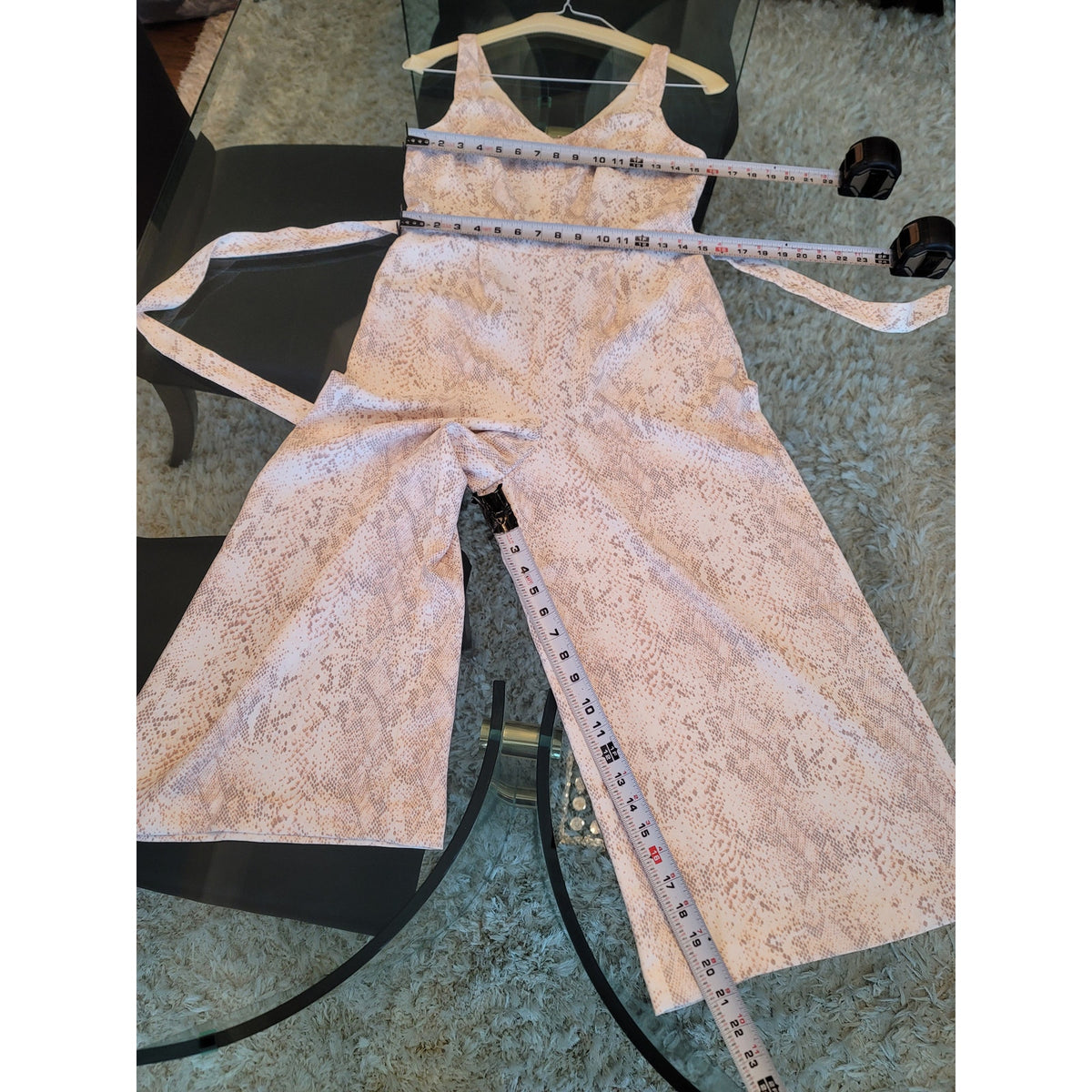 LOFT Outlet Snake Print Jumpsuit Women's Size 2 Beige Wide Leg Summer Romper