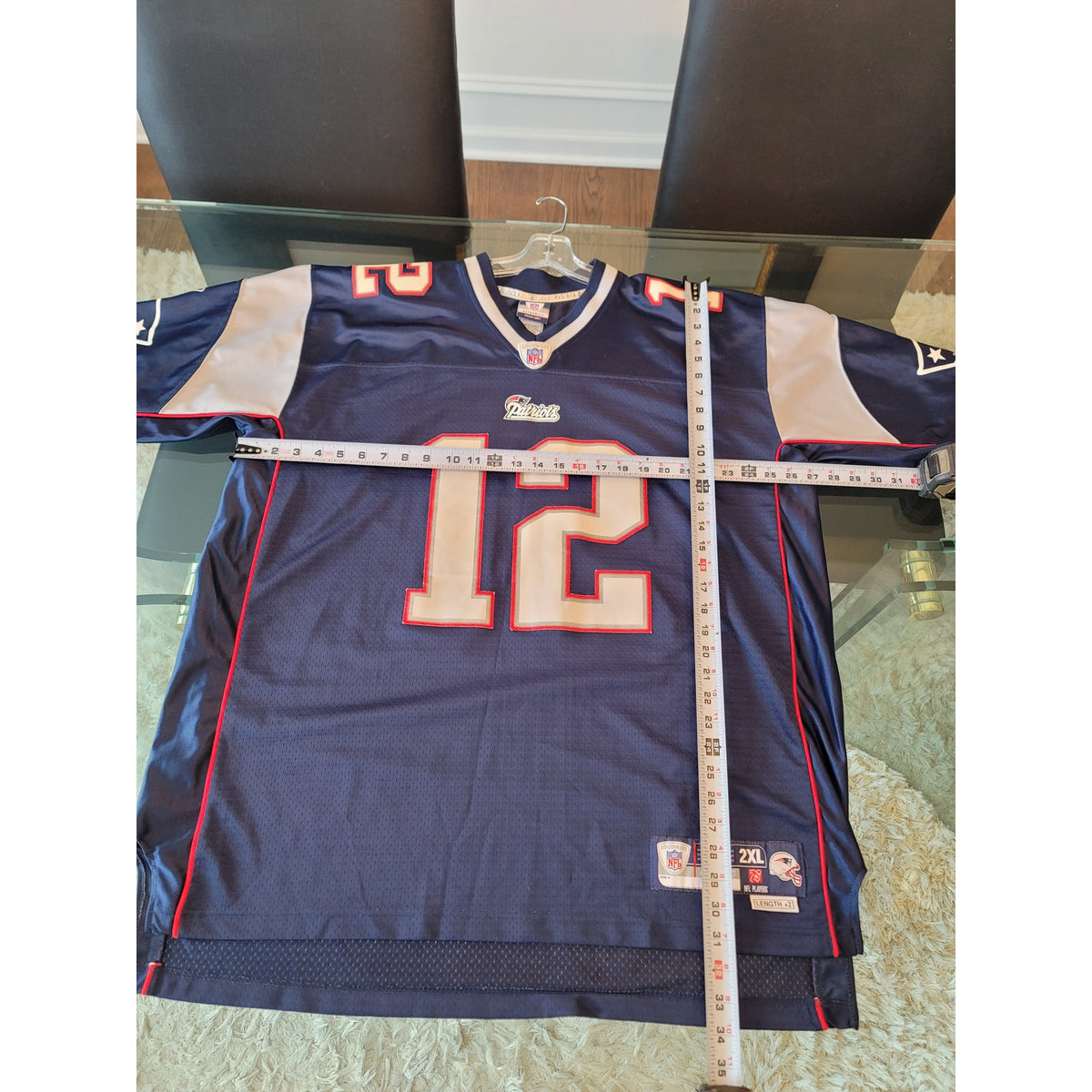 Reebok Authentic NFL Tom Brady Jersey Men's Size 2XL Blue Red 100%  Polyester