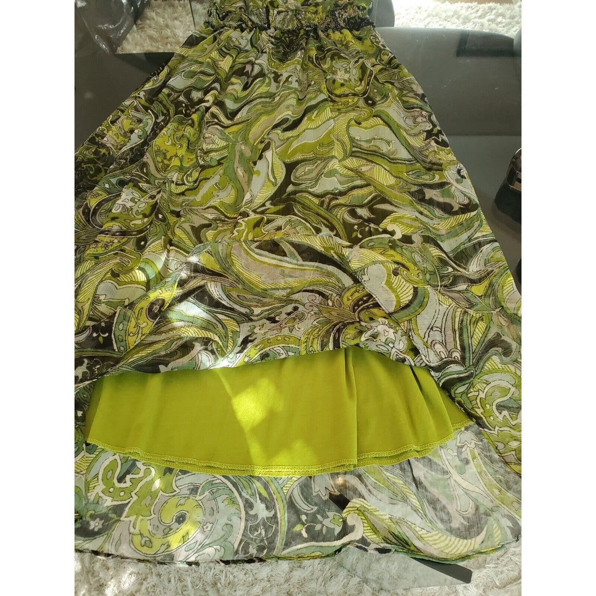 Magic Women's Green 100% Polyester V-Neck Sleeveless Long Maxi Dress Size Medium