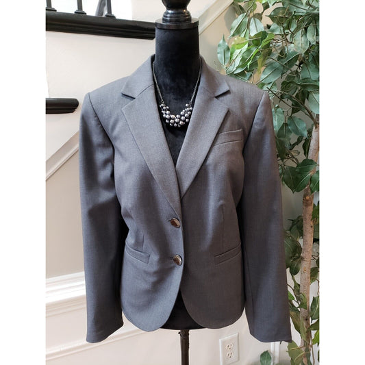 Calvin Klein Women Gray Vented Single Breasted Two Button Blazer Jacket Size 14W