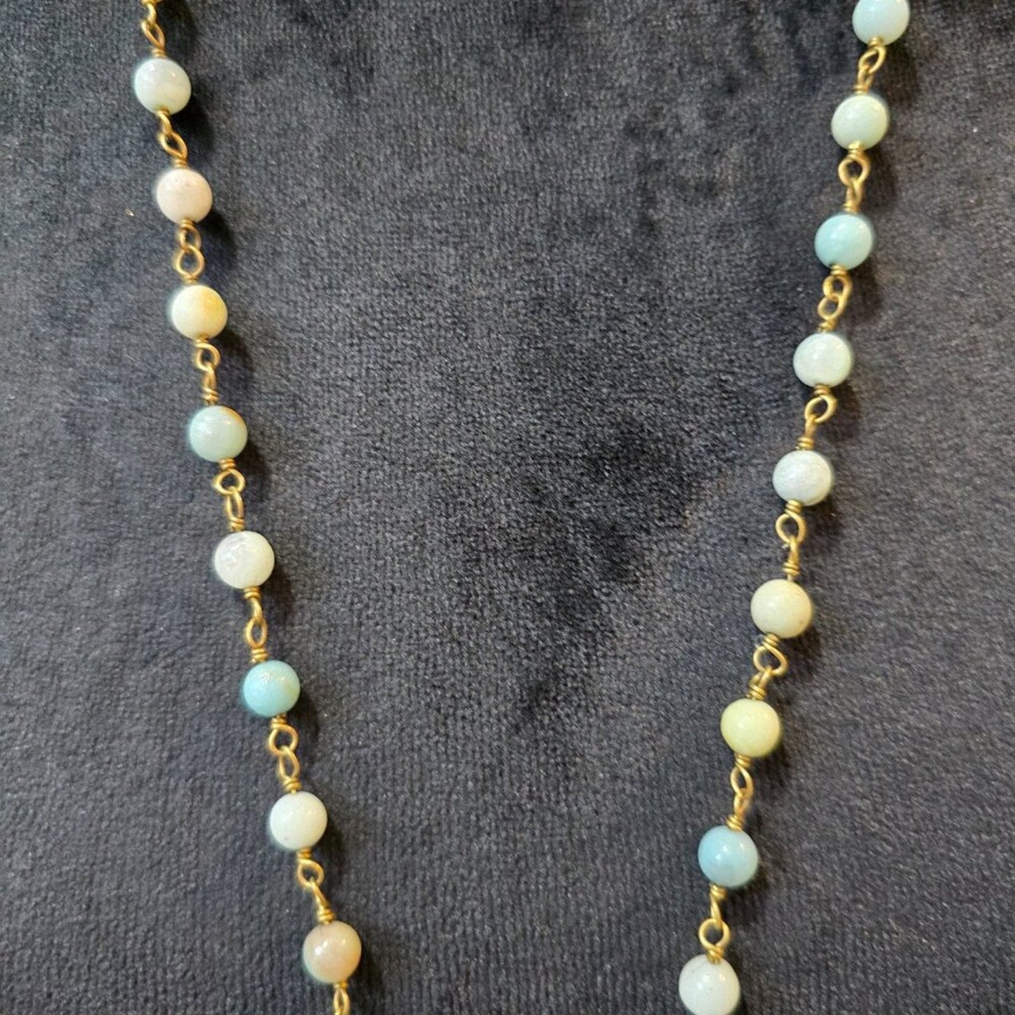 Womens Gold Tone Beaded Linked Chain White Knife Pendant Necklace Jewelry
