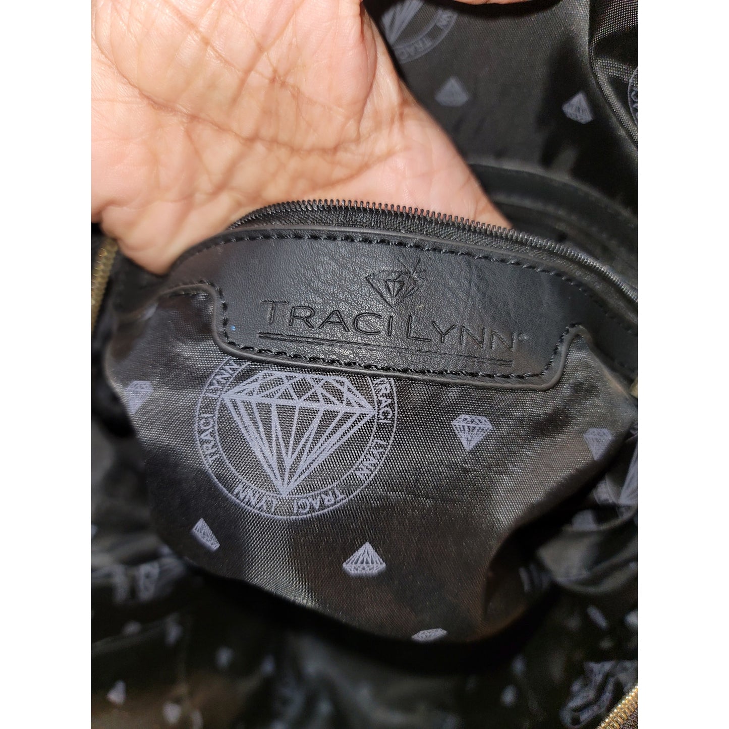 Traci Lynn Backpack Black Stud n' Chic Faux Leather Shoulder Bag Zip Closure