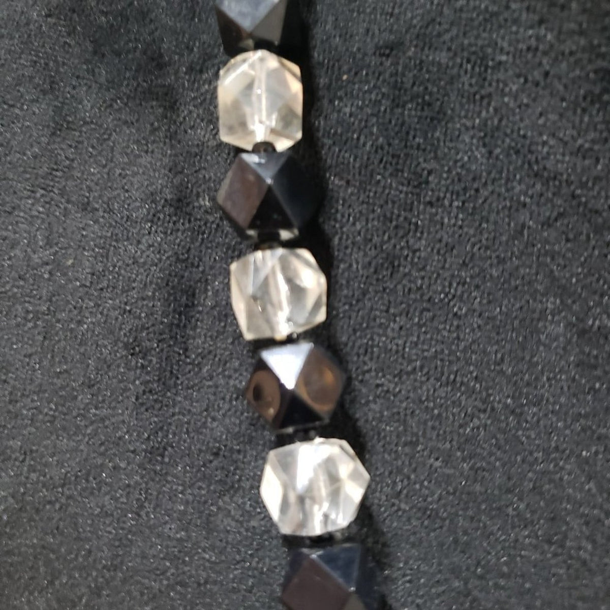 Womens Clear Black Lucite Faceted Crystal Bead Choker Necklace Spring Ring Clasp