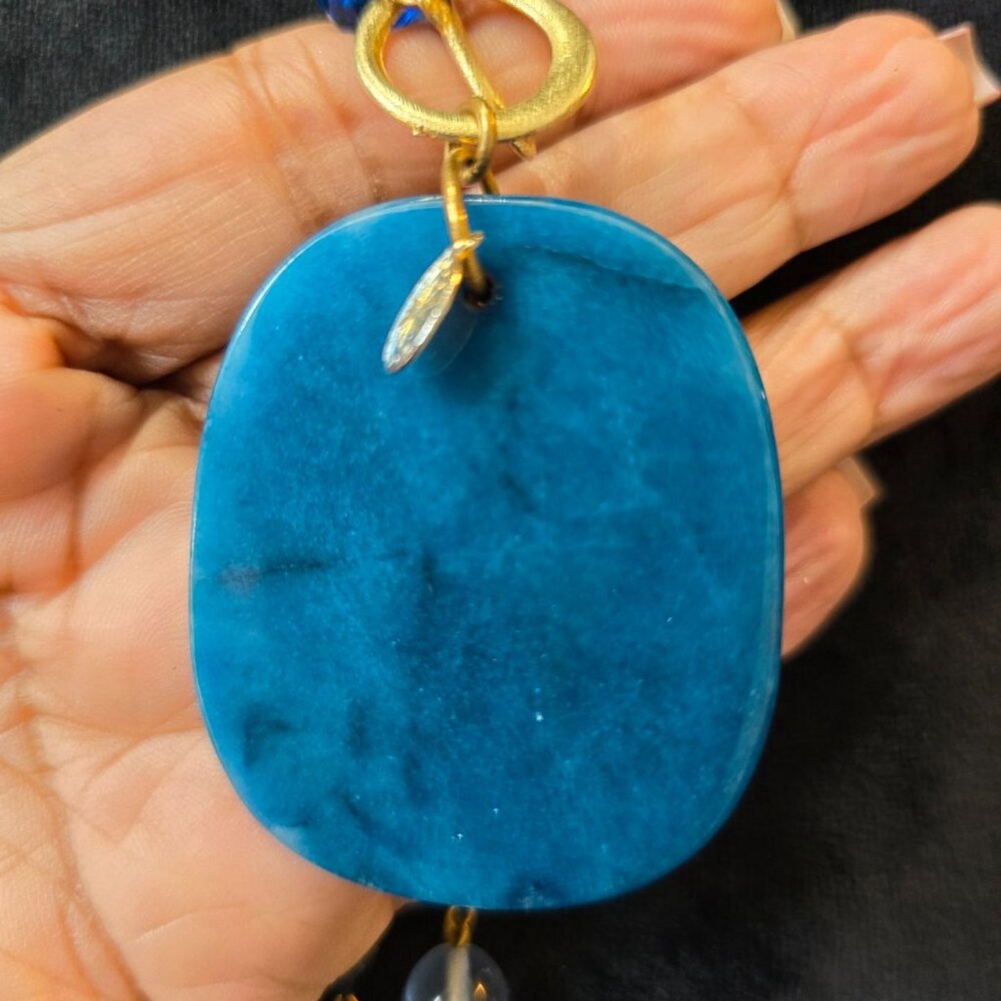 Womens Fashion Caribbean Aqua Turquoise Pendant Necklace with Lobster Clasp