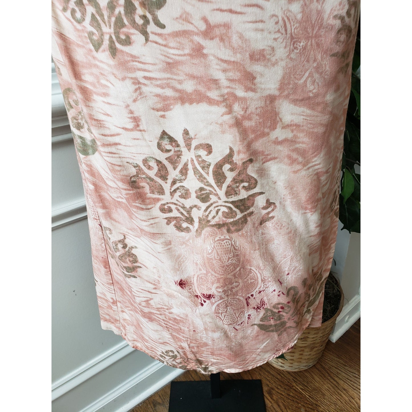 Caribbean Joe. Long Maxi Dress Womens Size L Pink Round Neck Sleeveless Back Zip