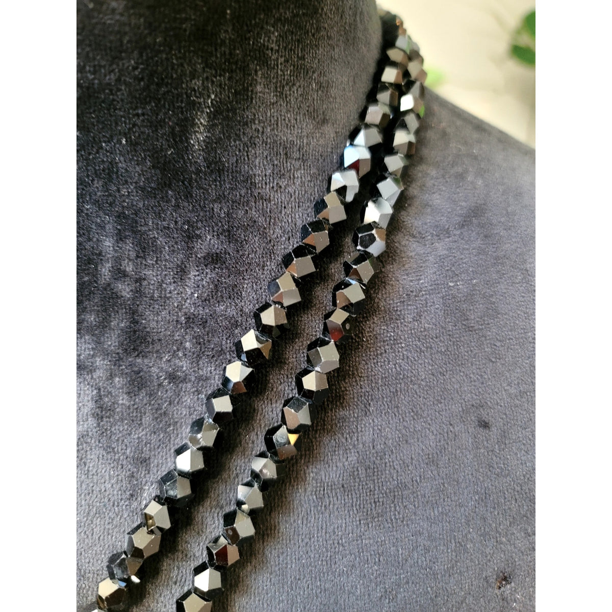 Black Beaded Elephant Pendant Necklace Turquoise Crystal Multi-Strand Statement