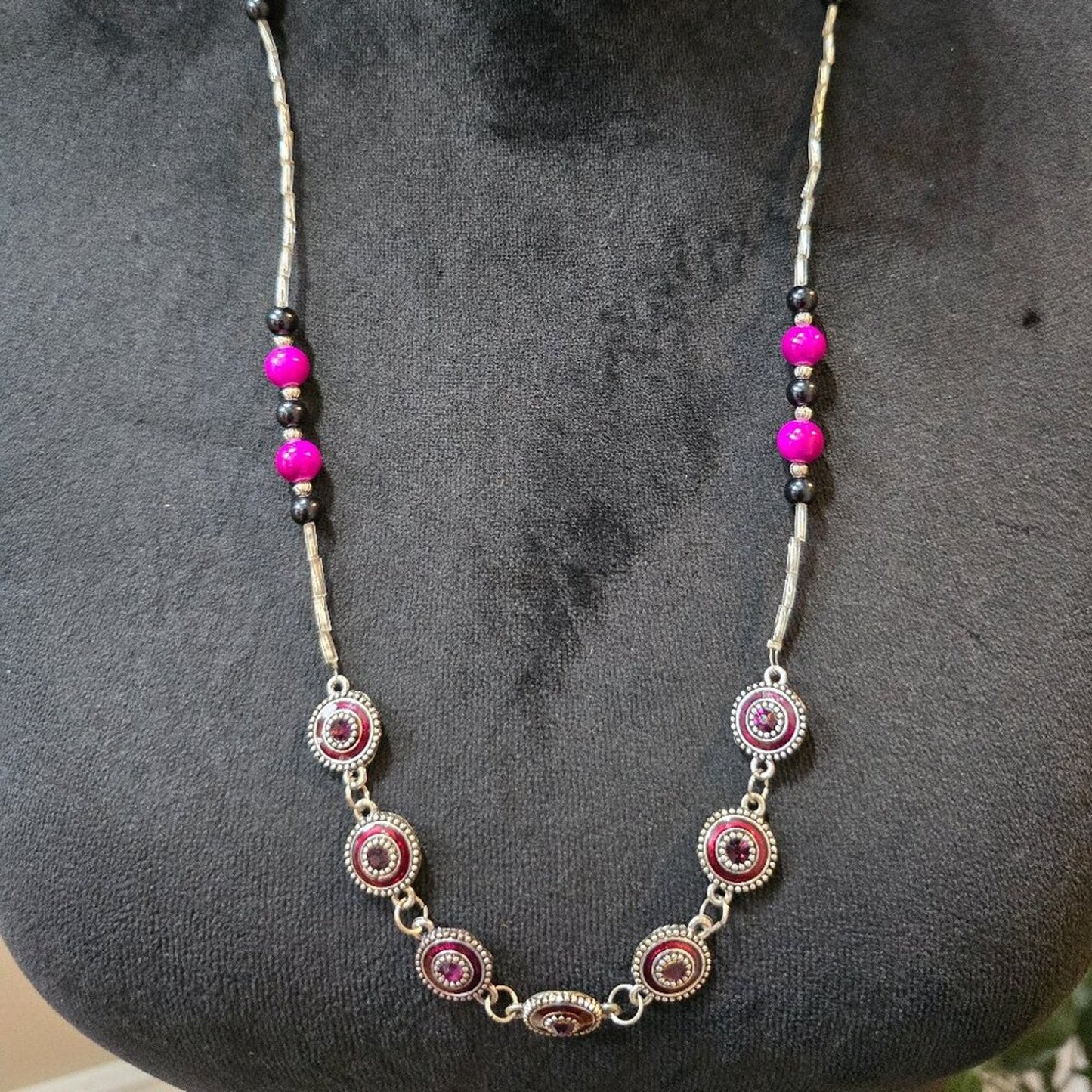 Womens Fashion Purple Black Pearl Crystal Necklace Jewelry with Lobster Clasp