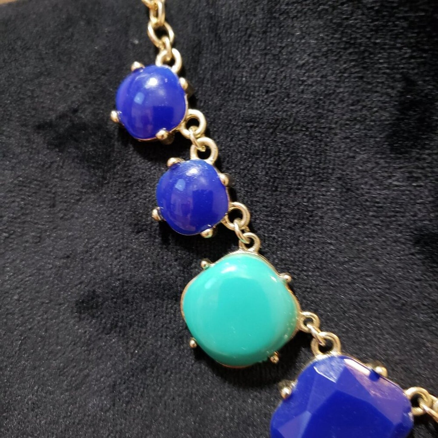 Womens Green Blue Jade Stone Gold Tone Chain Necklace Jewelry with Lobster Clasp