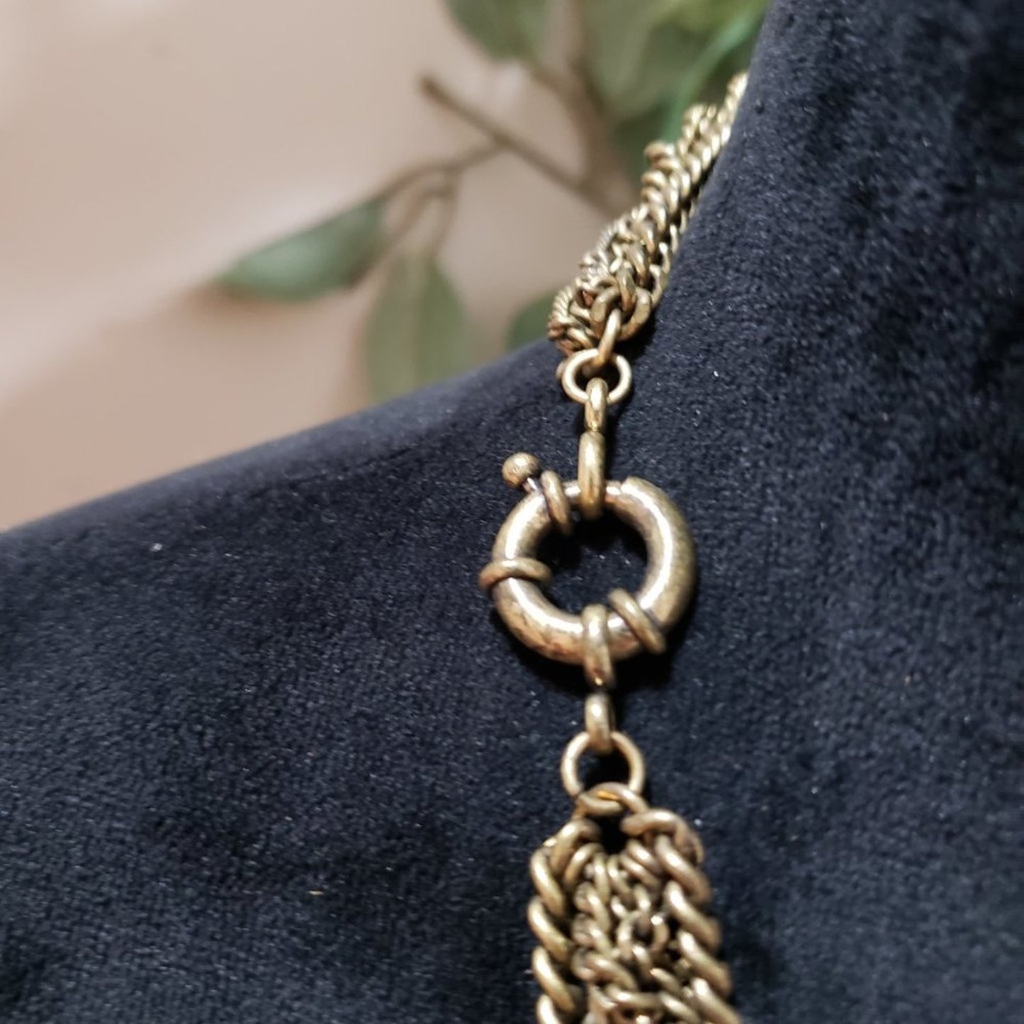 Womens Fashion Gold Tone Wheat Chain Rhinestone Collar Necklace W/ Spring Ring