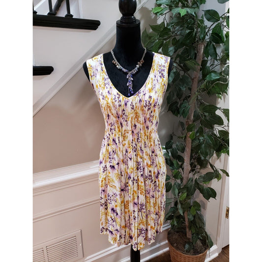 Old Navy Women's Multicolor Floral Rayon V-Neck Sleeveless Knee Length Dress M