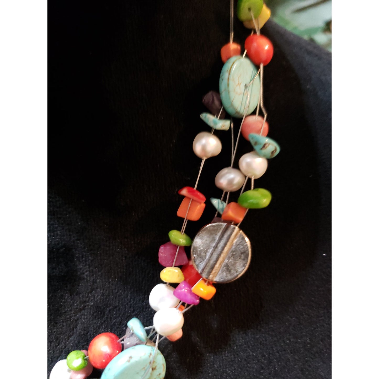 Womens Fashion Layered Multi-Stone Beaded Necklace Jewelry with Lobster Clasp