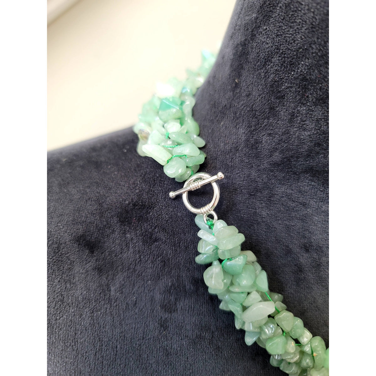 Women's Green Aventurine Chip Stone Multi Strand Necklace Handmade Statement