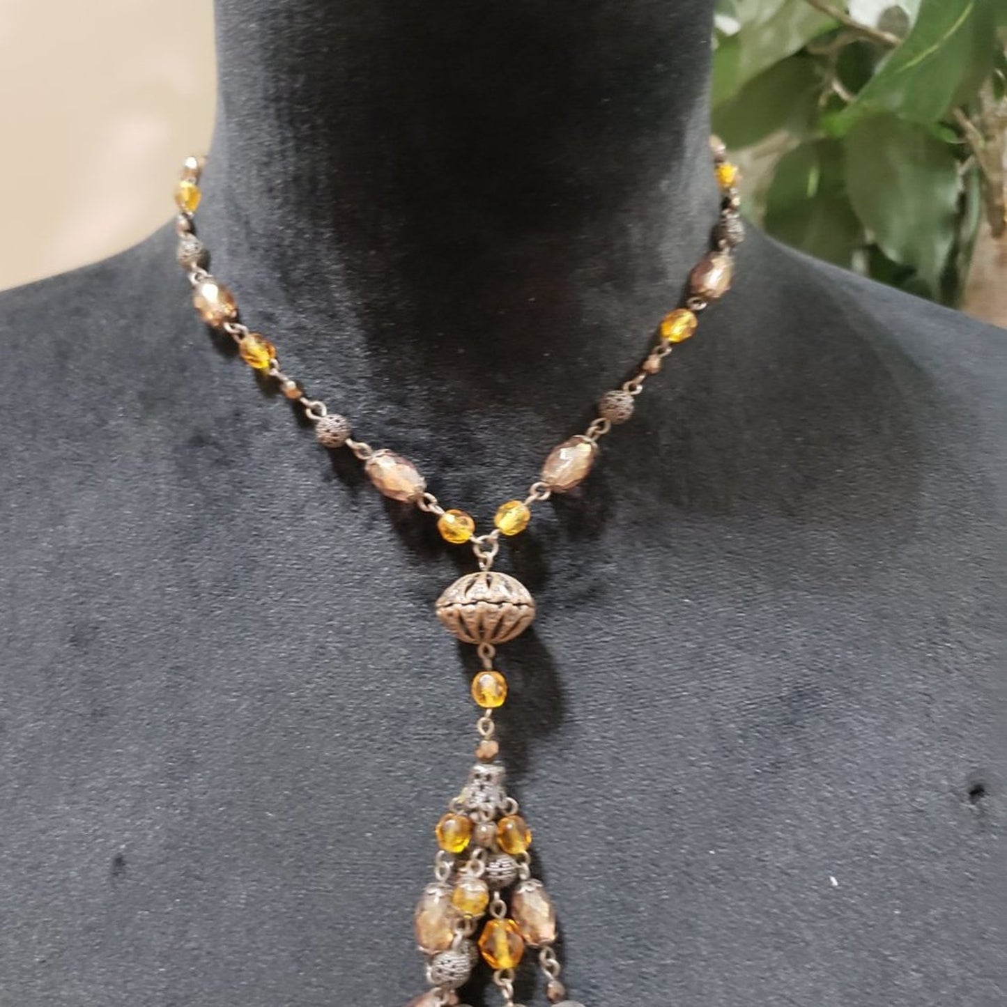 Womens Ethnic Boho Style Beaded Art Deco Tassel Charm Necklace w/ Lobster Clasp