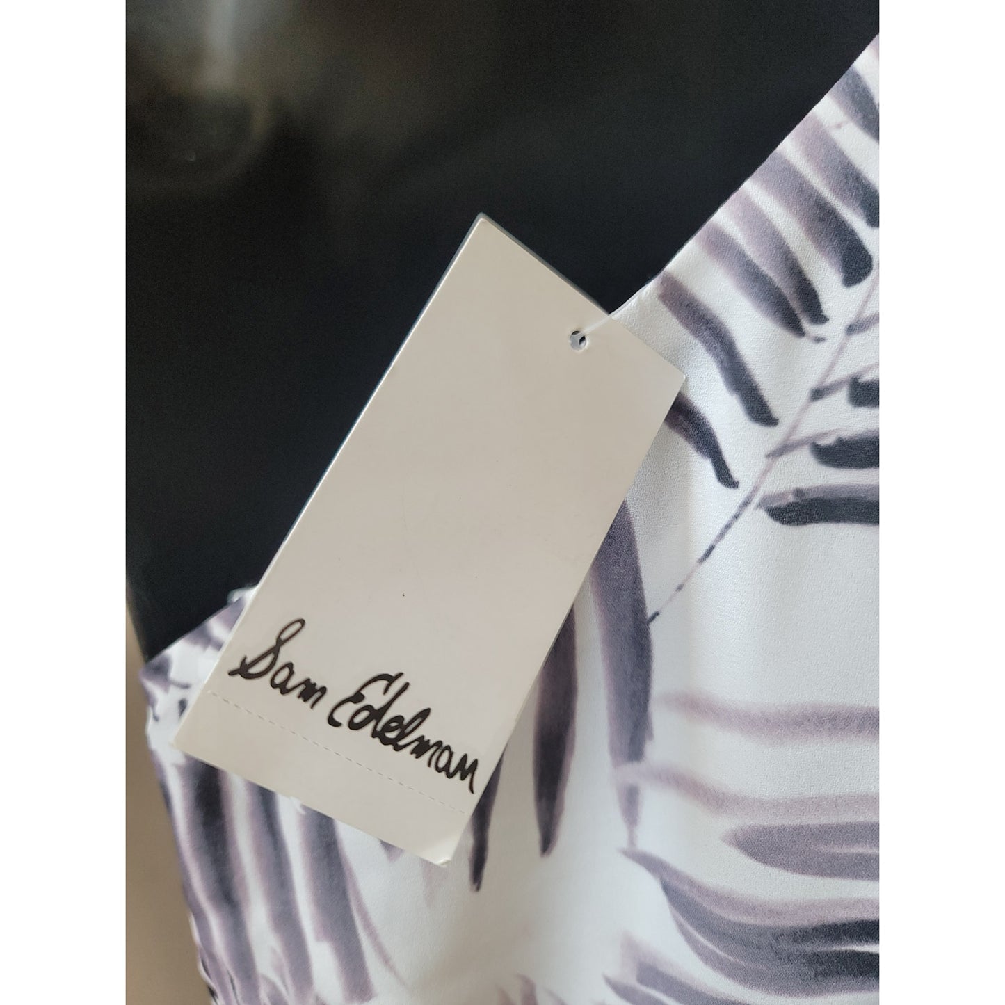 Sam Edelman One Shoulder Romper Women Size 4 White Black Leaf Print Elegant