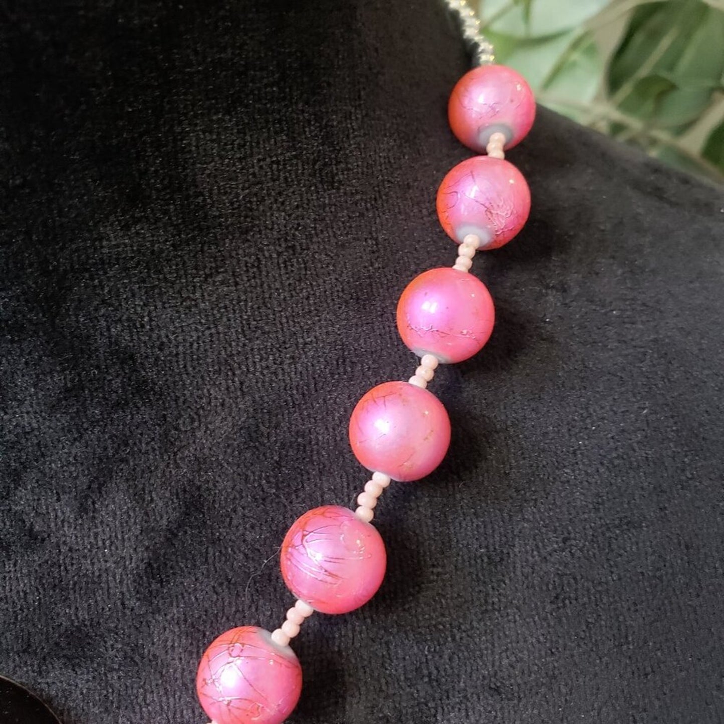 Womens Pink White Tagua Beaded Star Symble Pendant Necklace with Lobster Clasp