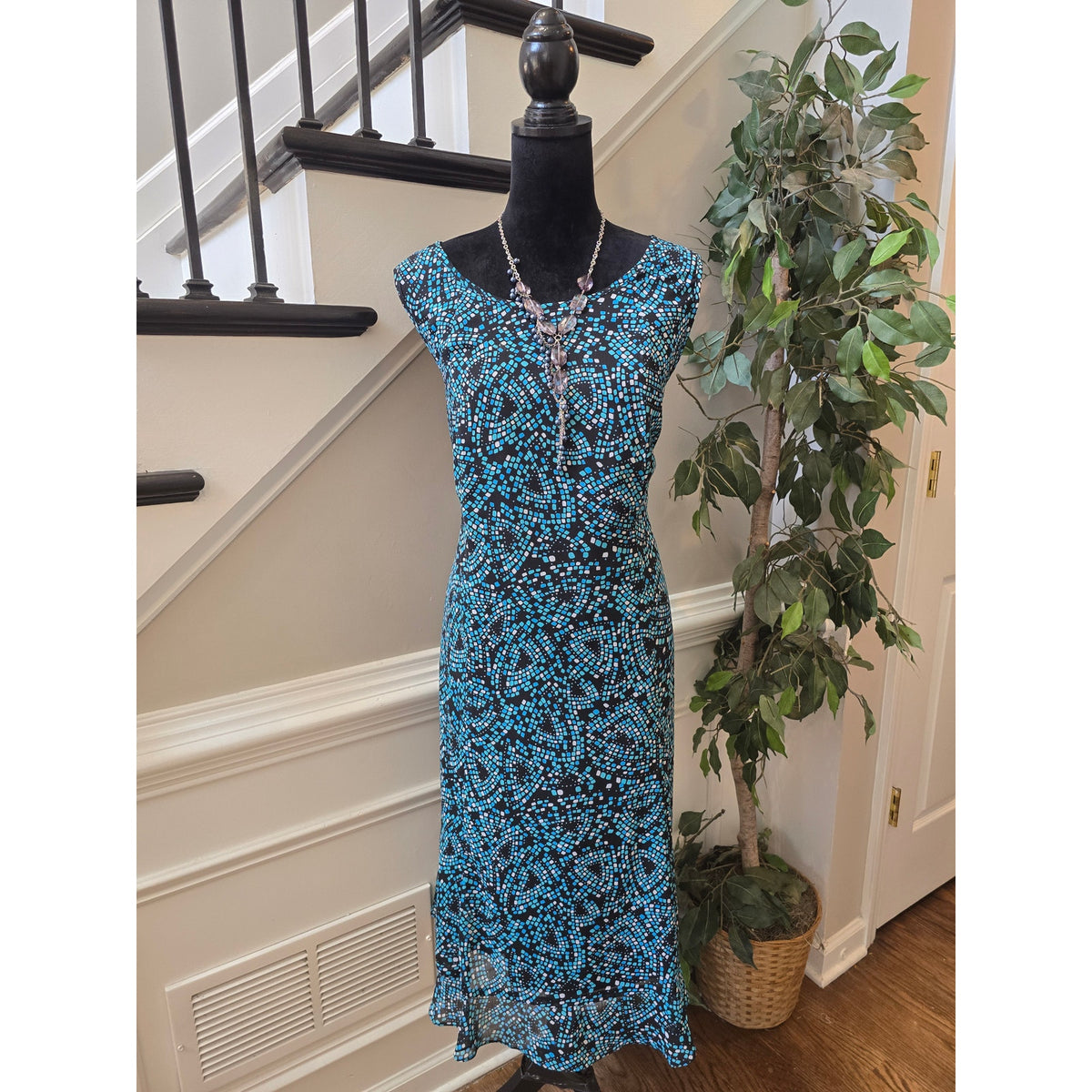 Maggie Barnes Shift Dress Women's SZ 20W Multicolor Geometric Back Zipper Lined