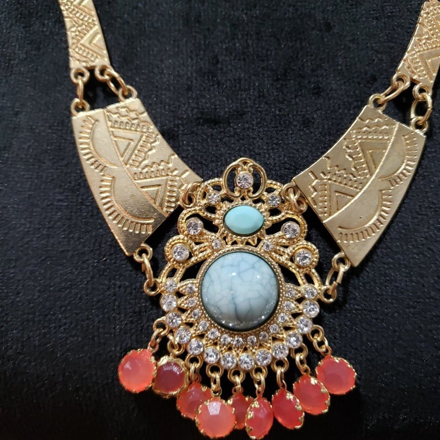Womens Fashion Choker Semiprecious Stones Pearls Necklace with Lobster Clasp