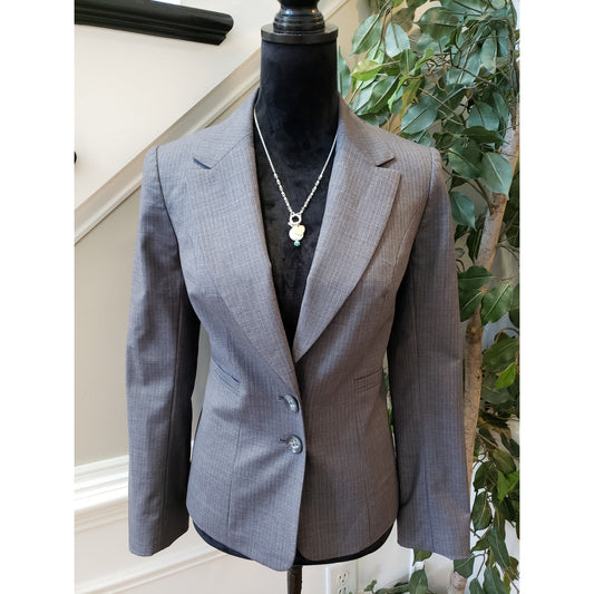 The Limited Blazer Jacket Women's Size 4 Gray Pinstripe Wool Single Breasted