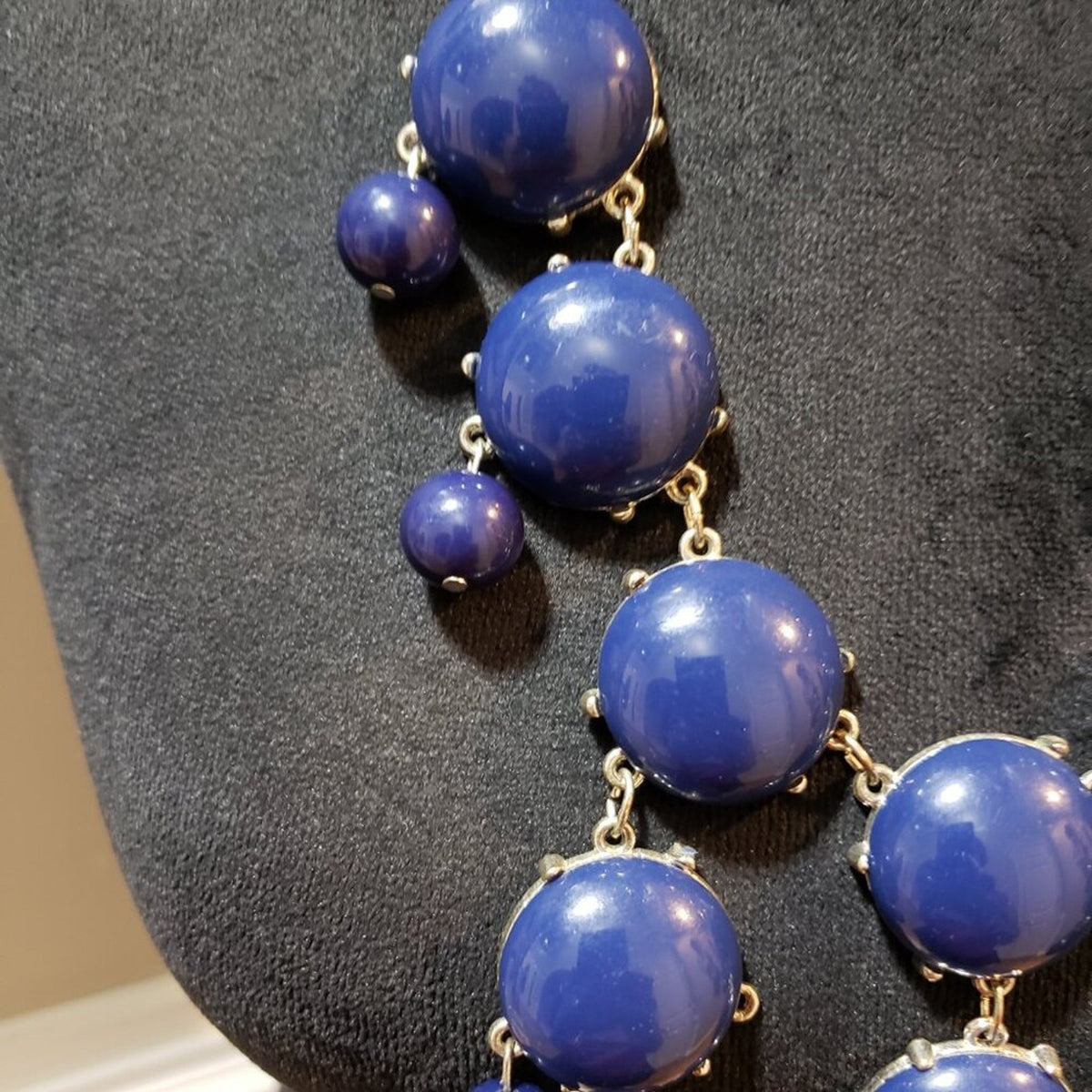 Womens Blue Bubble Crystal Statement Necklace Jewelry with Lobster Clasp