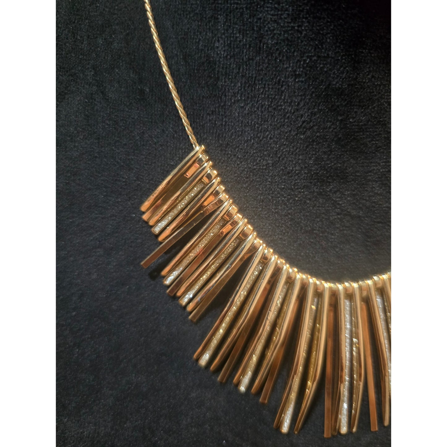 Women's Gold Tone Fringe Statement Necklace With Lobster Clasp Adjustable Chain