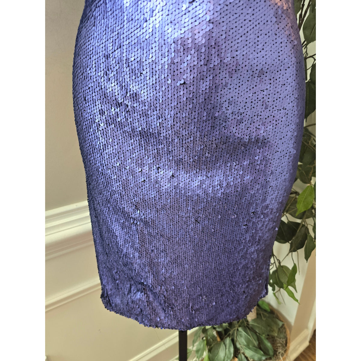 Quii Bodycon Dress Women's Small Purple Sequin Open Back Criss-Cross Straps