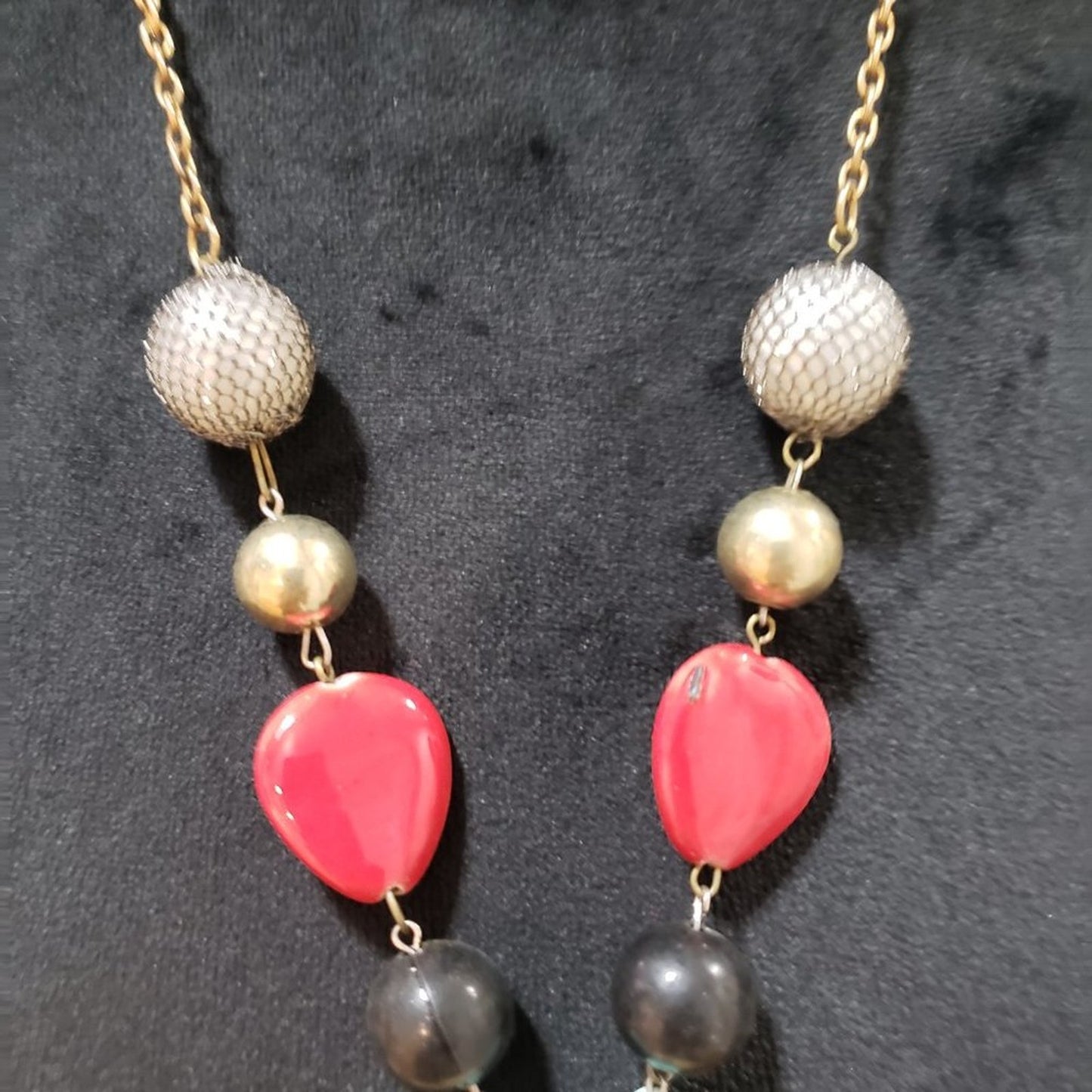 Womens Fashion Multicolor Stone Beads Heart Charm Long Pendant Necklace