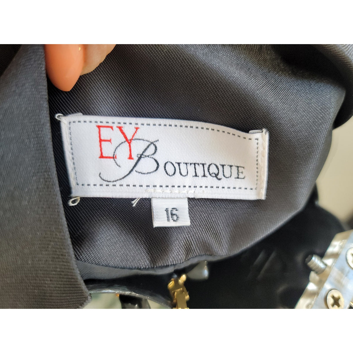 EY Boutique Skirt Suit Women's SZ 16 Black/Tan Houndstooth Fully Lined Fold Cuff
