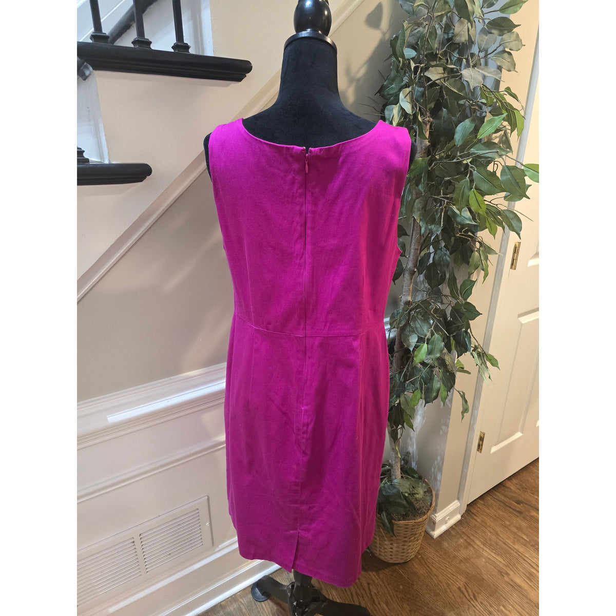 Mossimo Cocktail Pencil Dress Womens SZ 16 Magenta Pink Pleated Scoop Neck Lined