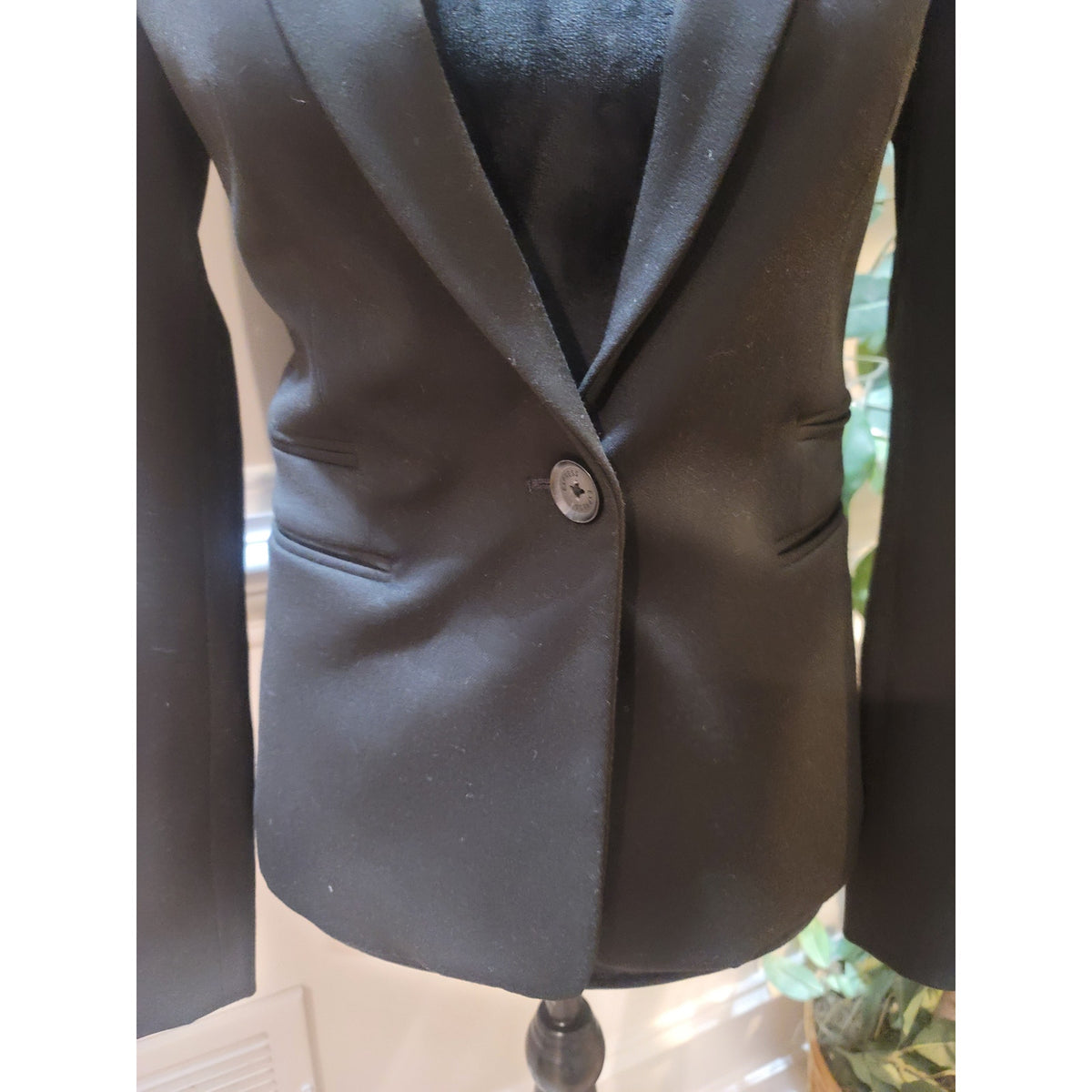 Express Going Out Blazer Women's SZ 2 Black Single Button Double-Welt Pockets
