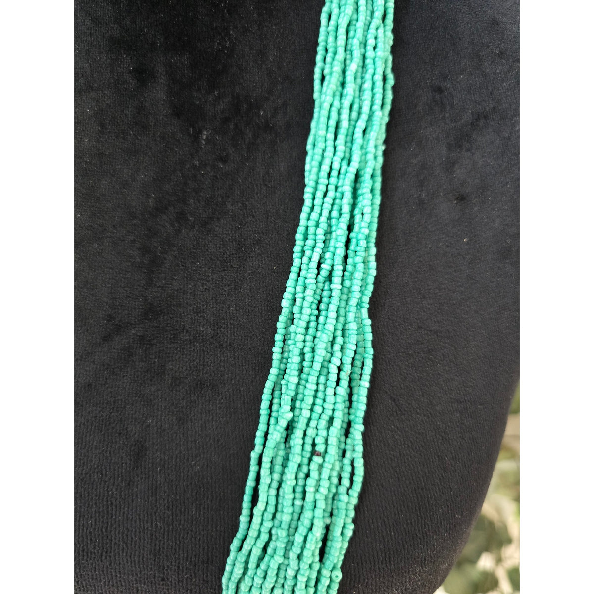 Turquoise Multi Strand Seed Bead Statement Necklace Boho Layered
