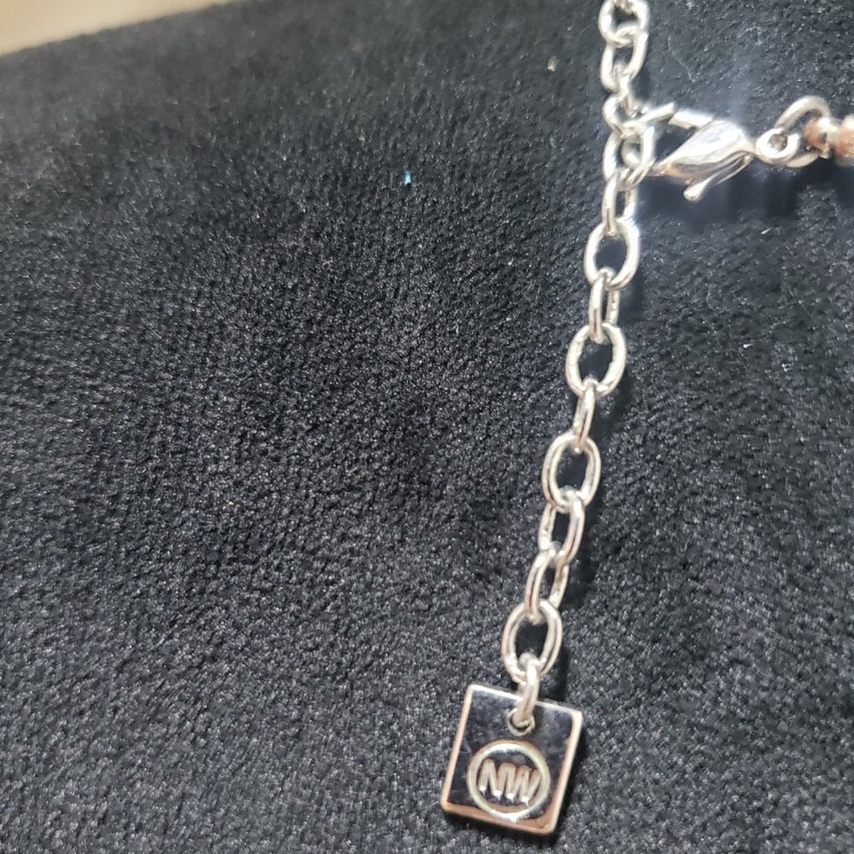 Nine West Womens Fashion Black Cord & Silver Tone Necklace with Lobster Clasp