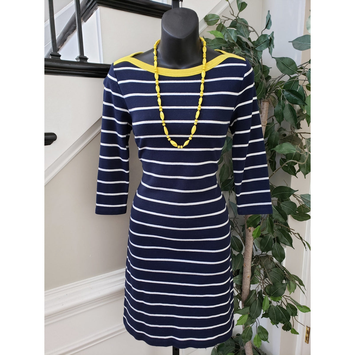 Lauren Ralph Lauren T-Shirt  Dress Womens Small Blue Striped Boat Neck