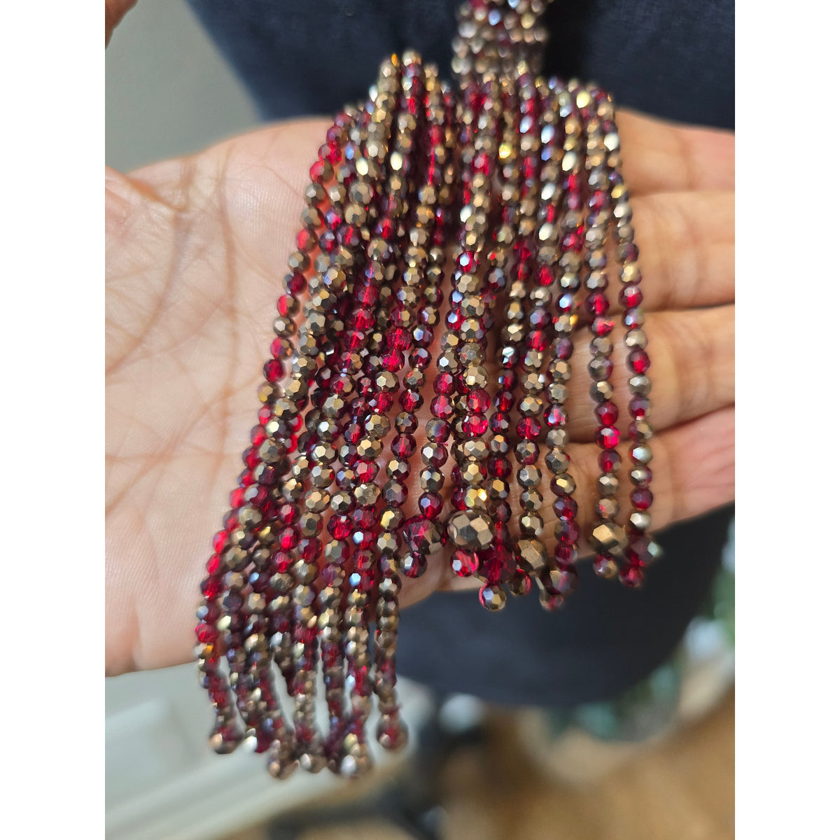 Chico's Women Multi Strand Beaded Tassel Necklace Long Boho Statement Jewelry