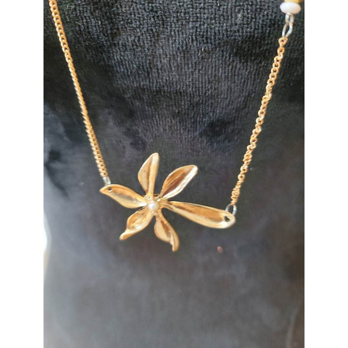 Women's Long Beaded Necklace With Floral Charms And Lobster Clasp Lock